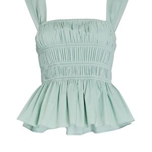 STAUD Ida square-neck cotton-blend top.